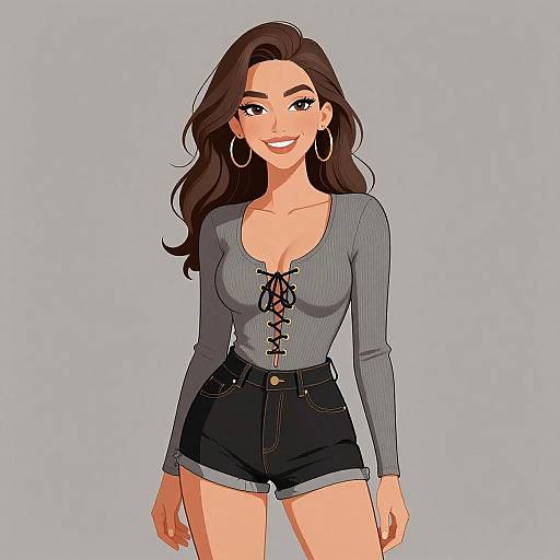 Smiling Woman in Stylish Ribbed Bodysuit