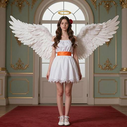 Elegant Angelic Woman in Cupid Costume