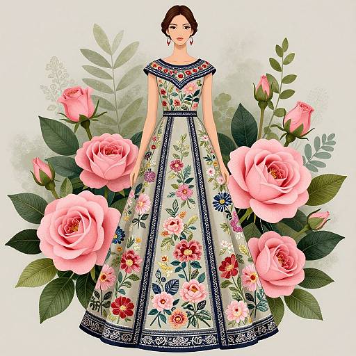 Elegant Floral Fashion Illustration