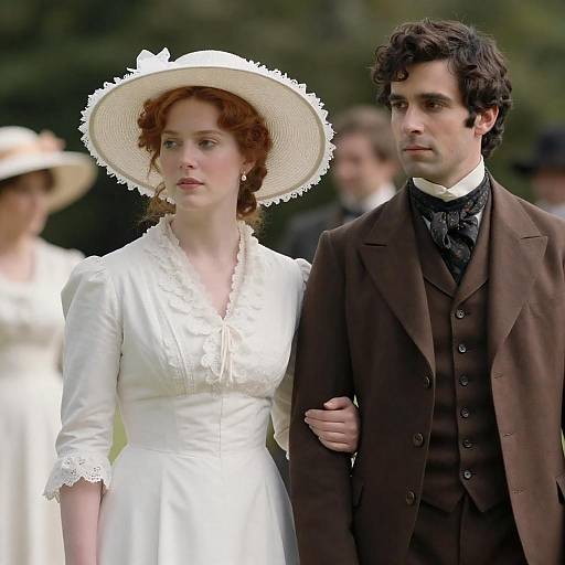 Sunlit Victorian Couple in Garden Portrait