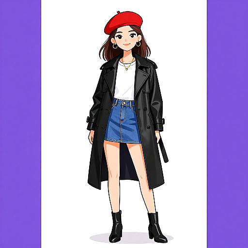 Parisian Chic Woman in Stylish Outfit