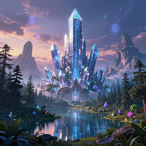 Fantasy Crystal Landscape at Twilight