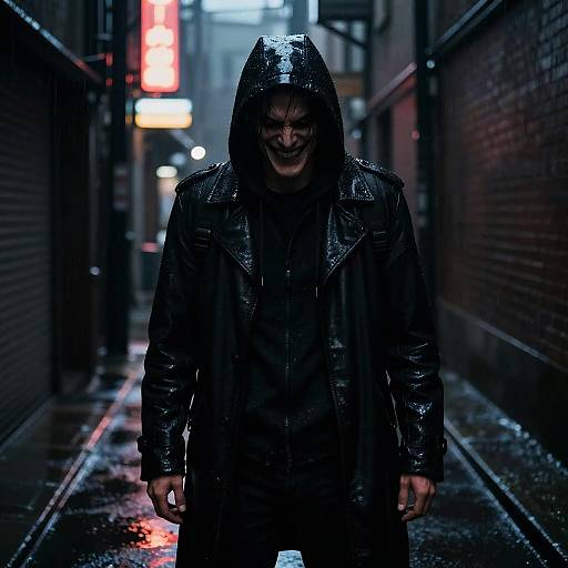 Menacing Smirk in Noir Alley
