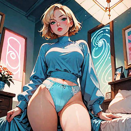 Seductive Night in Neon Bedroom