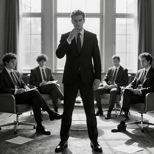 Dramatic Sunlit Room Portrait in B&W