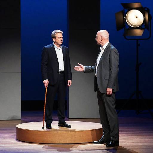 Dramatic Stage Scene with Two Men