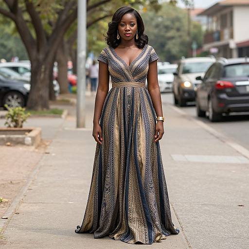 Woman in Wakanda-Inspired Dress