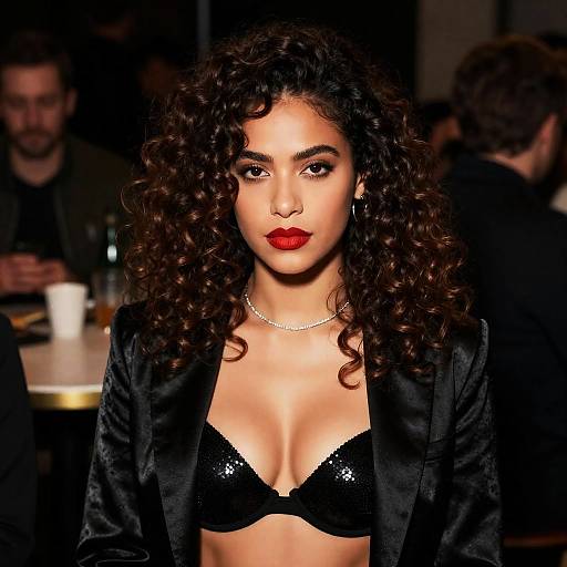 Elegant Woman in Dimly Lit Setting