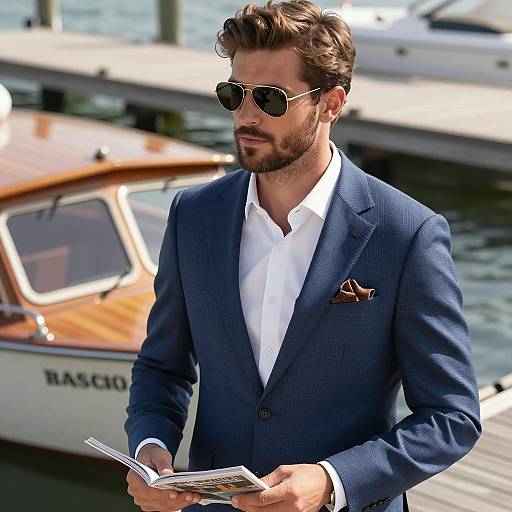 Stylish Man at the Dock in Sunlight
