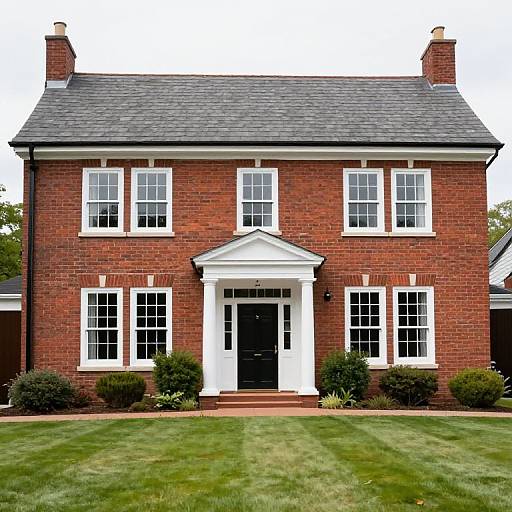 Symmetrical Traditional Red Brick House
