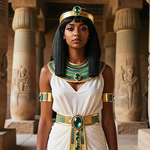 Dark-Skinned Woman in Egyptian Attire