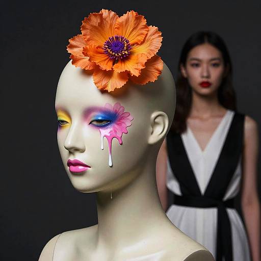 Colorful Mannequin with Floral Accents