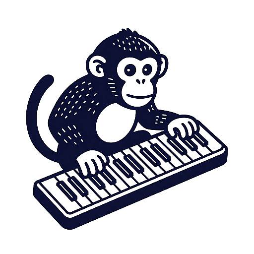 Monkey Synth Line Art Logo
