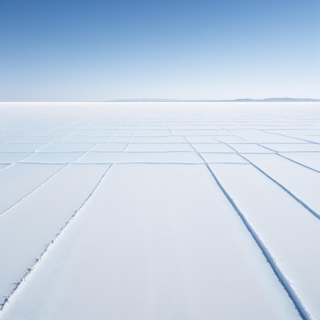 Solitary Bird in Surreal Salt Flat Landscape