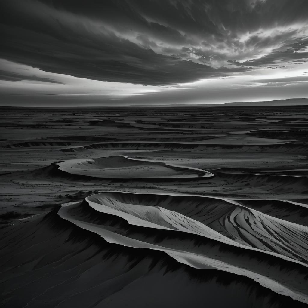 Monochromatic Wind-Swept Wasteland Scene