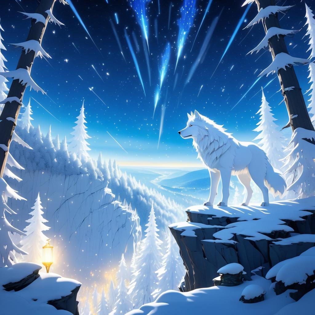 Majestic Wolf Over Mystical Forest Scene