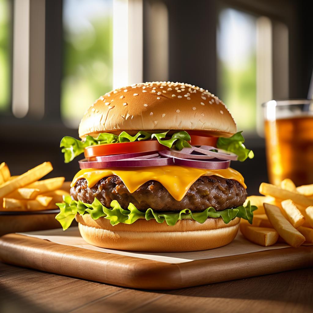 Ultra-Realistic Cheeseburger and Fries Photo