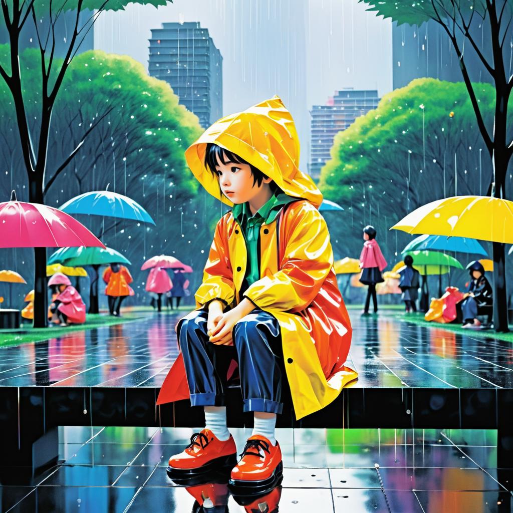 Innocence in the Rainy City Park