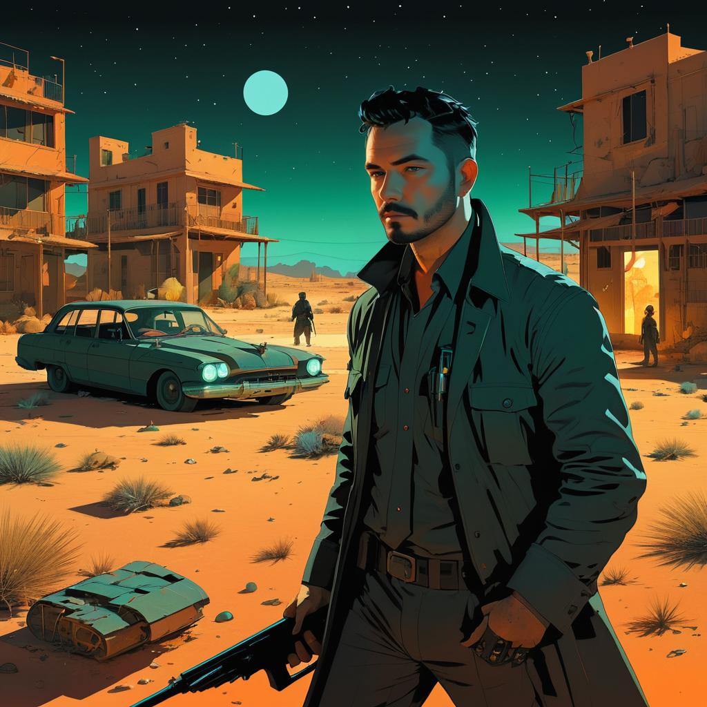 Comic Noir Zombie Hunt in Desert