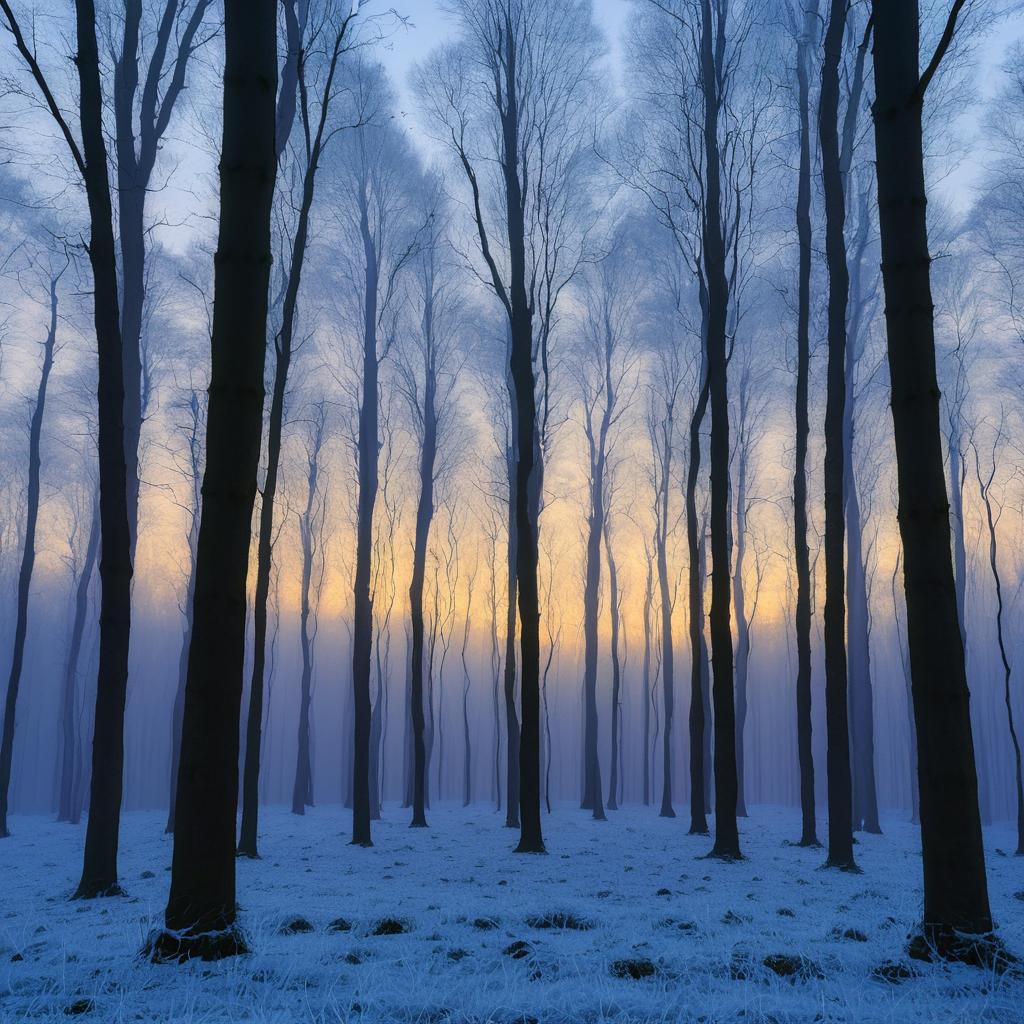 Serene Winter Dawn in a Forest