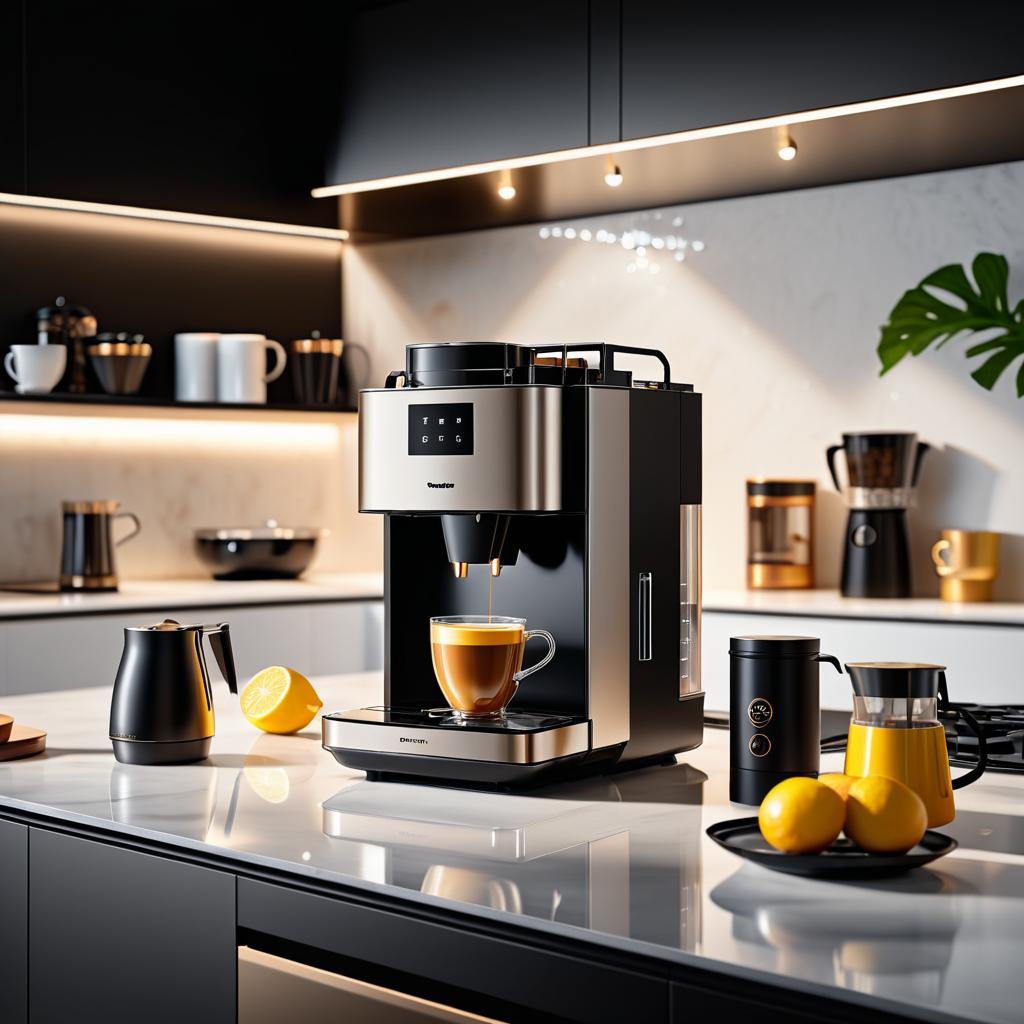 Photorealistic Premium Coffee Maker in Modern Kitchen