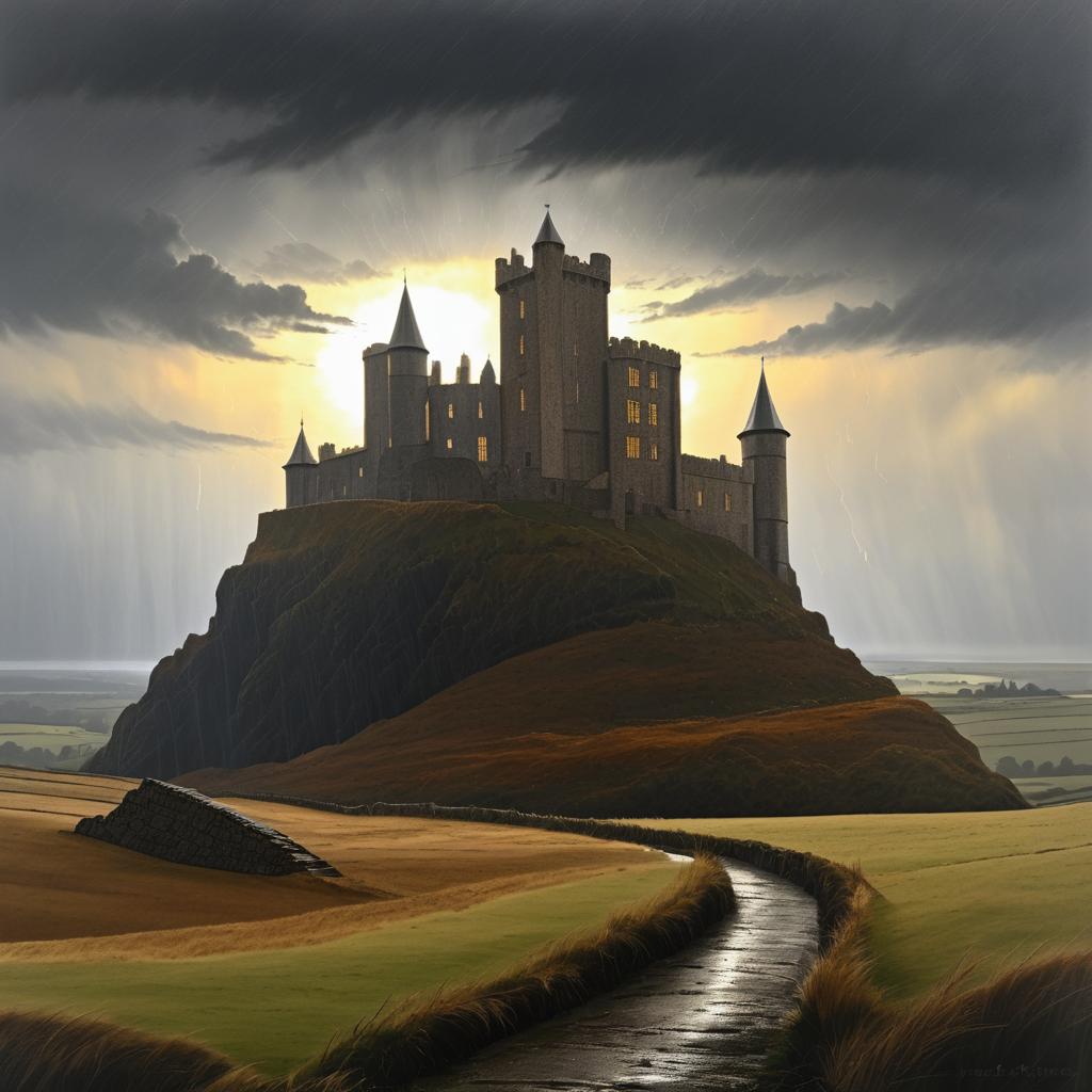 Solitary Castle Beneath Dramatic Skies