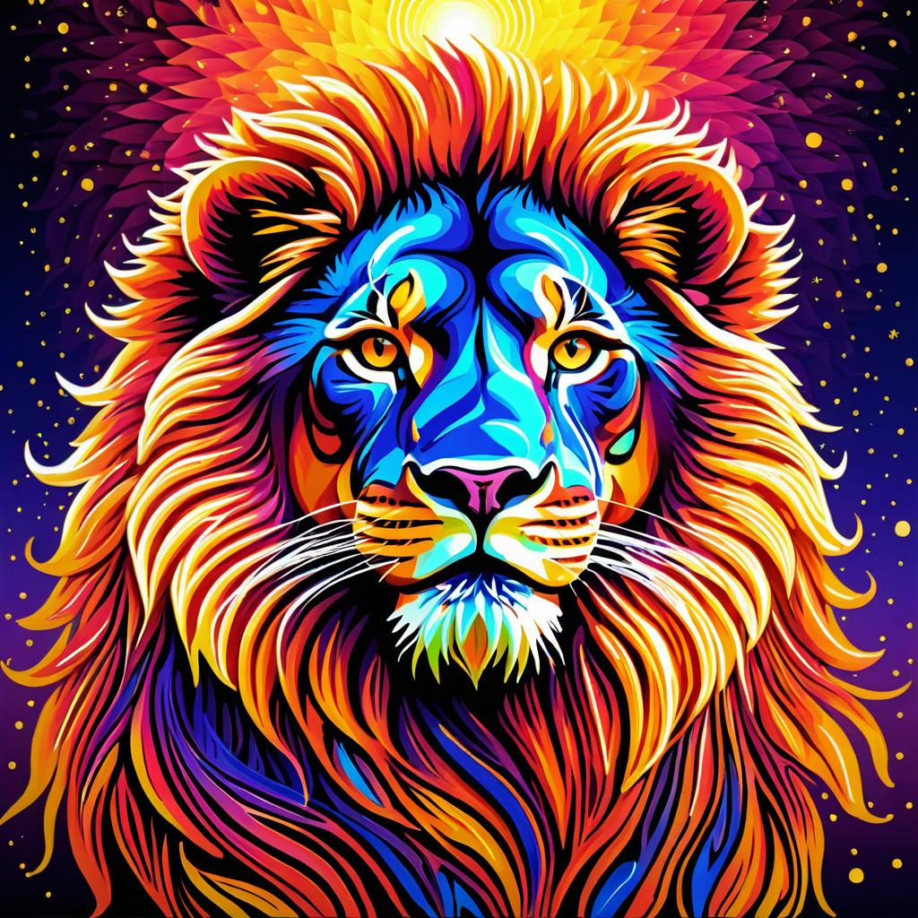 Majestic Fiery Lion in Pastel Colors