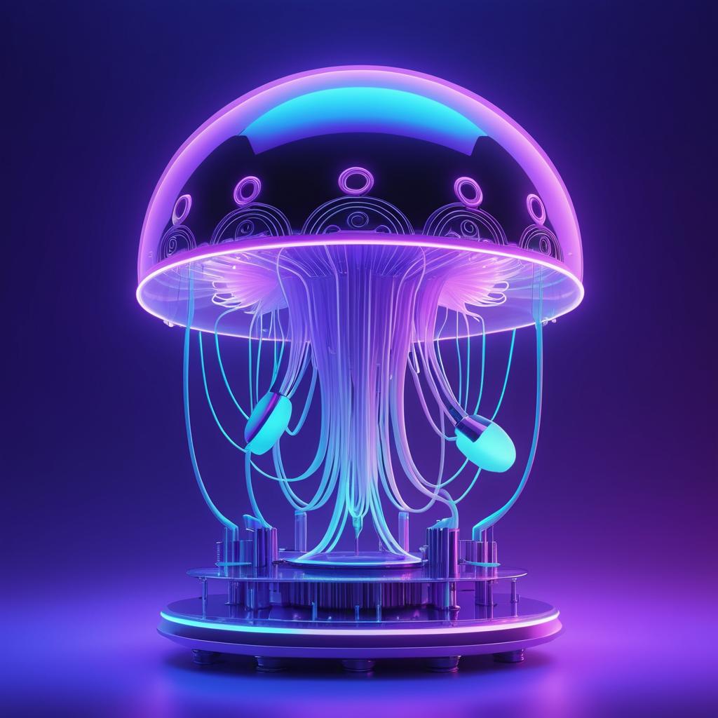 Futuristic Bio-Luminescent Jellyfish Render