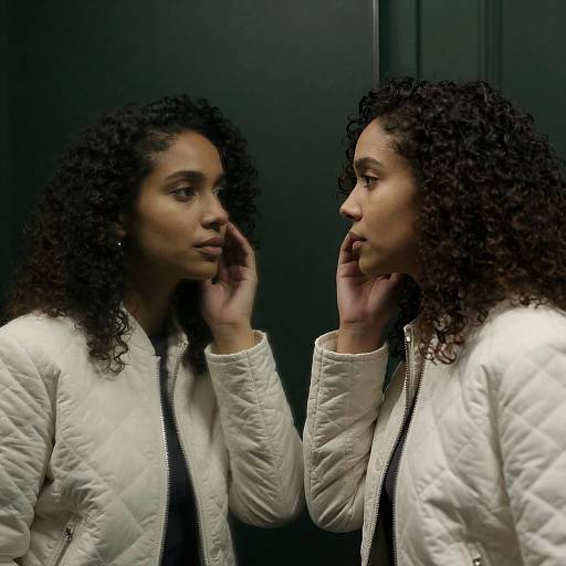 Reflective Portrait in Dim Green Room