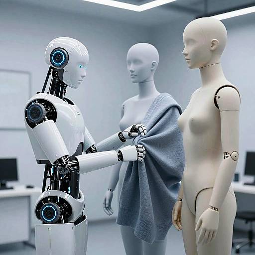 Robot Adjusting Clothes on Humanoid Mannequins