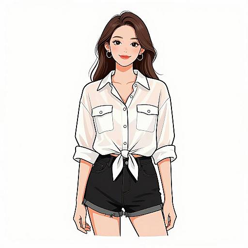 Smiling Woman in Casual Chic Outfit