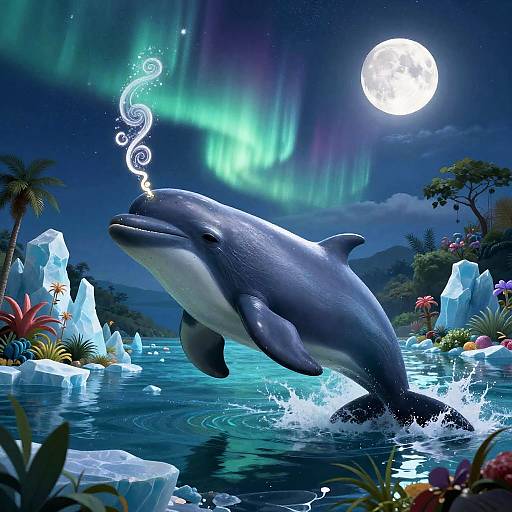 Regal Narwhal with Swirling Tusk Patterns