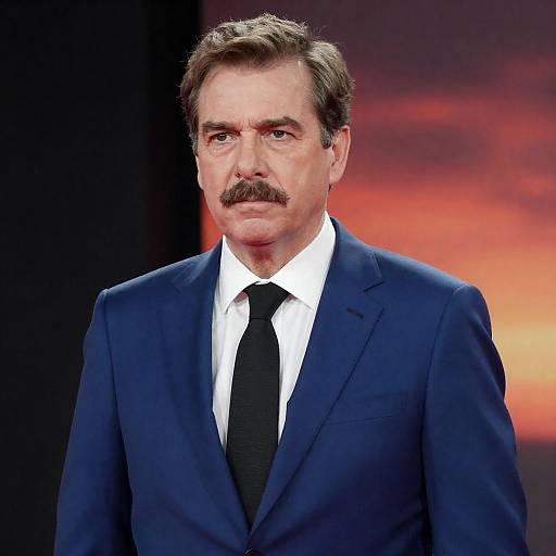 Serious Man in Suit at Sunset