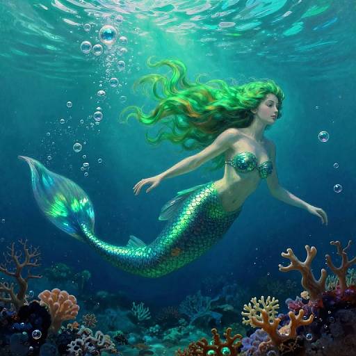 Surreal Ethereal Mermaid Underwater Scene