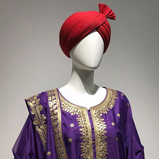 Mannequin in Purple Gold Outfit
