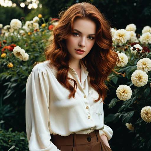 Auburn-Haired Woman in Garden Portrait