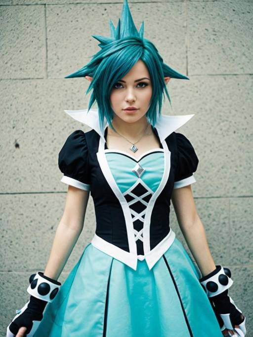 Woman Cosplaying Aqua from Kingdom Hearts