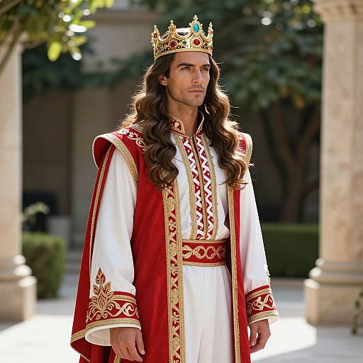 Regal Man with Crown and Elegant Attire