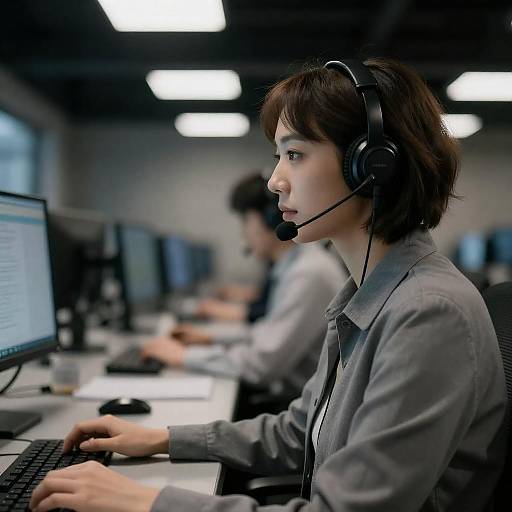 Focused Operator in Dim Control Room