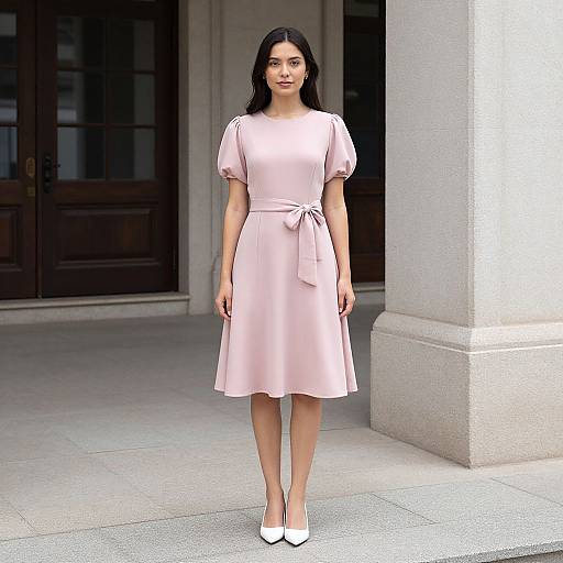 Woman in Pastel Pink Dress