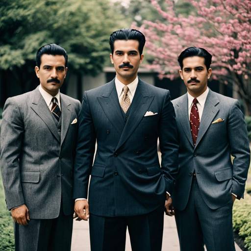 Three Men in 1940s Style Suits Outdoors
