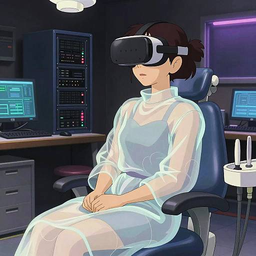Woman in VR Headset Sitting in Dentist Chair