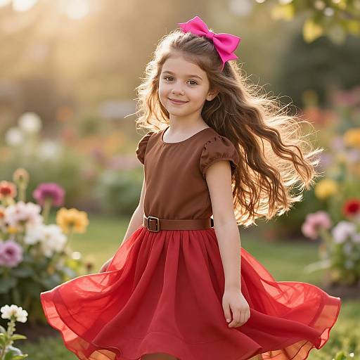 Young Girl in Sunlit Garden