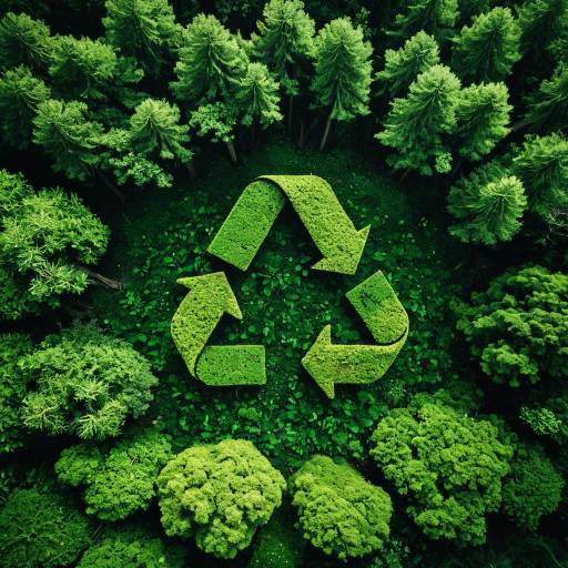 Moss Recycle Symbol in Forest Canopy