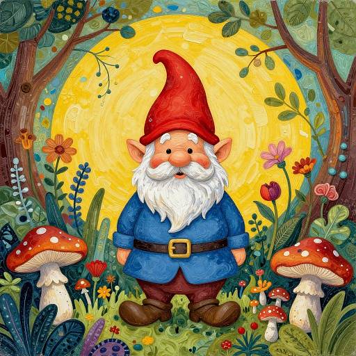 Whimsical Garden Gnome Illustration