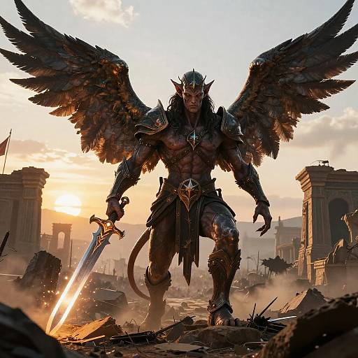 Nephilim Warrior on Ancient Battlefield