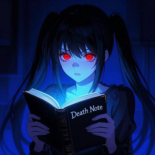 Neon Gothic Anime Girl with Death Note