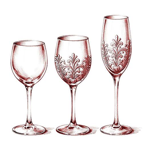 Elegant Red Wine Glass Sketches