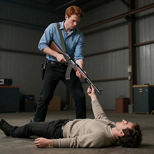 Tense Standoff in Industrial Warehouse