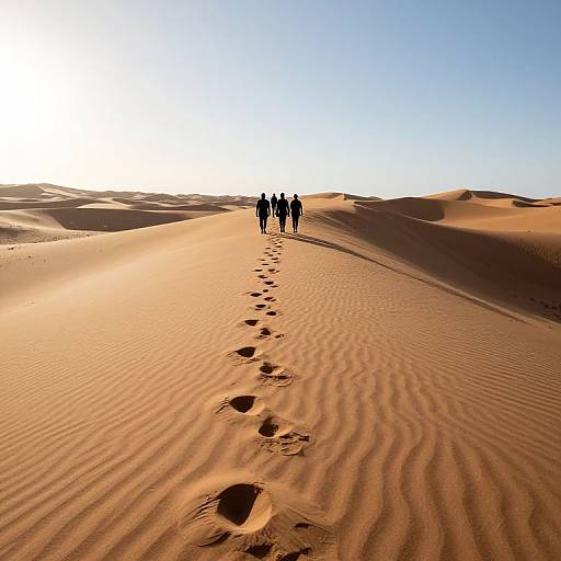 Sunlit Desert Dunes with Footprints
